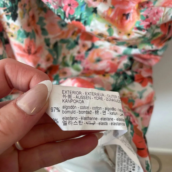 Zara One Shoulder Floral Draped Bodycon Mini Dress Size Small - Picture 13 of 13